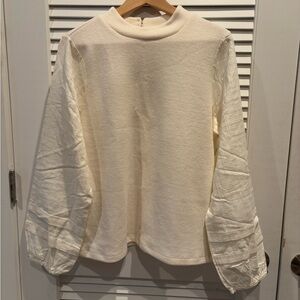 Weavemix Mockneck Bubble Sleeve Top